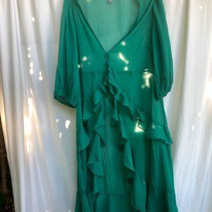 Green Ruffled Swimsuit Cover Up